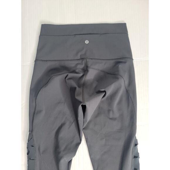 Lululemon Leggings Womens 8 Braid Side Mesh Lasercut High Rise Gray - Picture 7 of 8